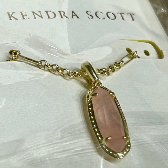 Kendra Scott Elisa Pendant Necklace, Eleanor Earring Set Rose Quartz NWT - Picture 10 of 11